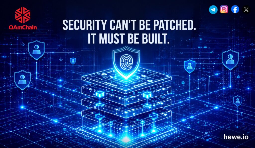 QAmChain graphic: Security can’t be patched, it must be built