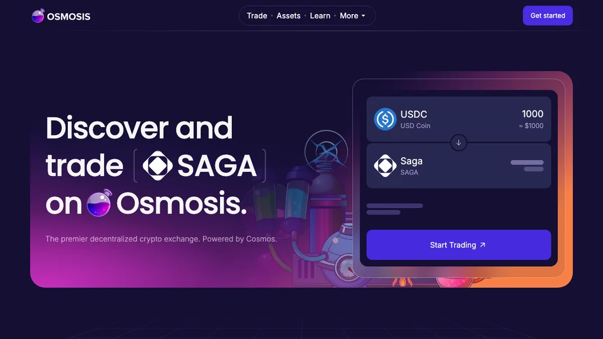 Osmosis (OSMO) homepage screenshot, reviewed among crypto projects (September 2026)